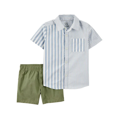 Camisa a rayas y short para niño Carter's - Azul y verde