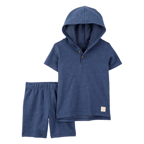 Henley con capucha y short para niño Carter's - Azul