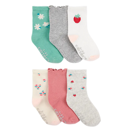 Lot de 6 paires de chaussettes florales fille