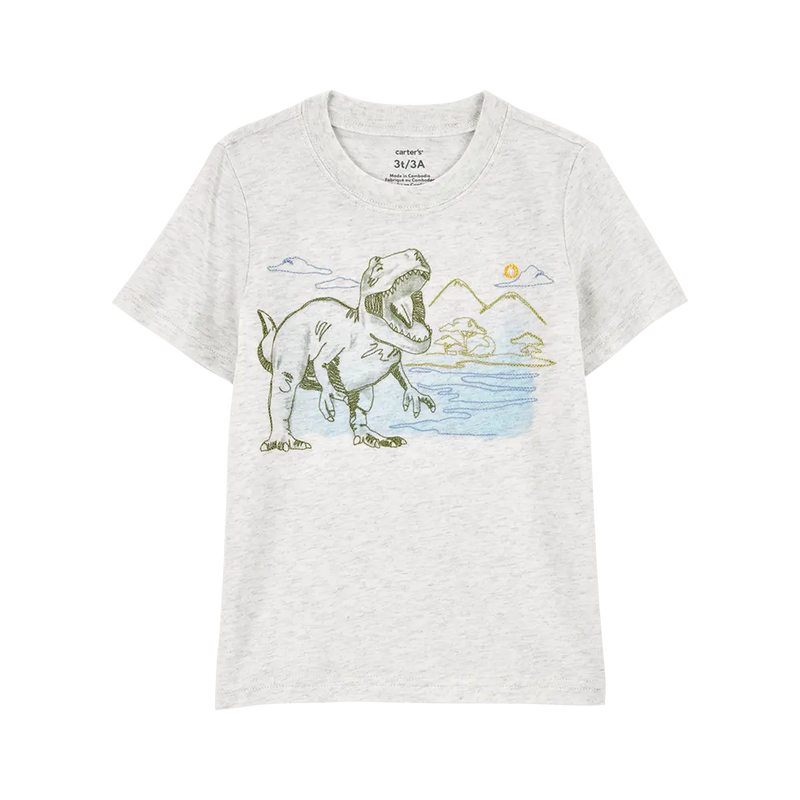 Carter's Boy's Short-Sleeve T-shirt - Gray Dinosaur