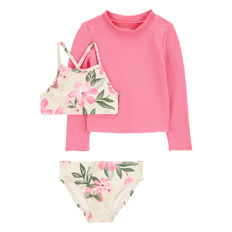 Traje de baño de 3 piezas anti-UV para niña Carter's - Floral rosa