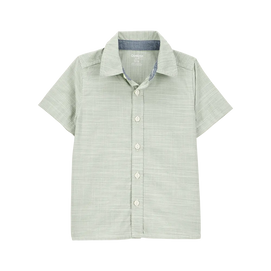 Chemise boutonnée à manches courtes garçon - Vert