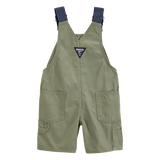 Salopette courte en toile pour garçon - Vert