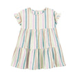 Robe étagée rayée imitation lin