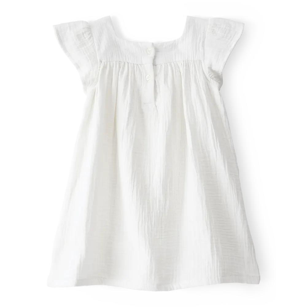 Robe à manches papillon unie - Blanc