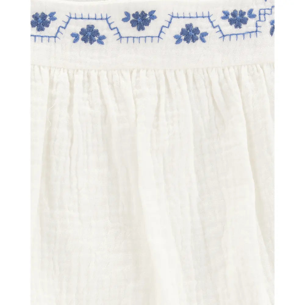 Robe à manches papillon unie - Blanc