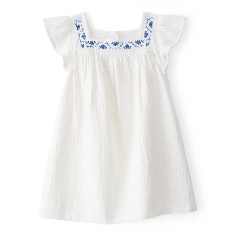 Robe à manches papillon unie - Blanc