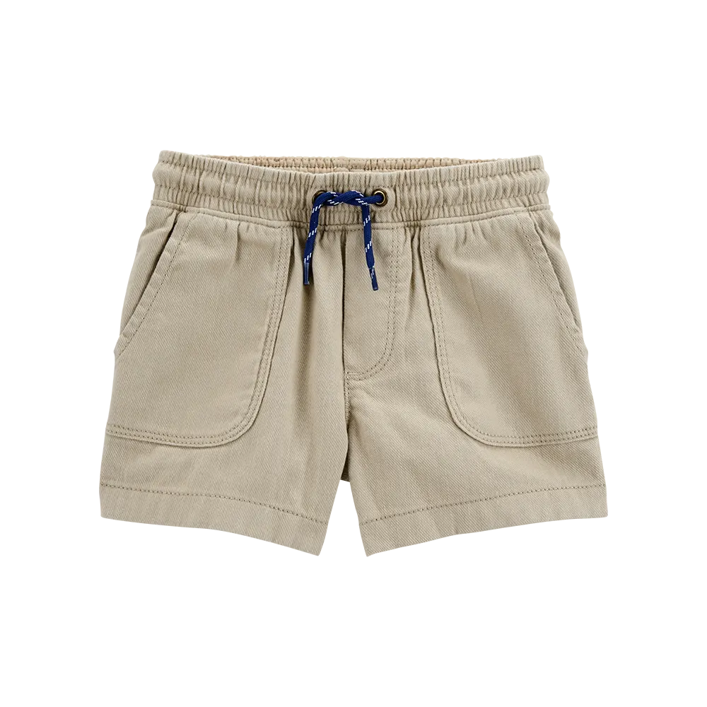 Short en sergé à enfiler pour garçon - Kaki