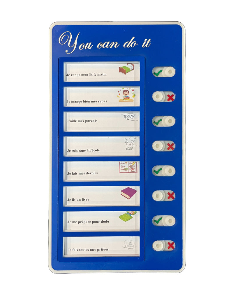 Educational Tablet with Stand and 3 Routine Lists - Blue