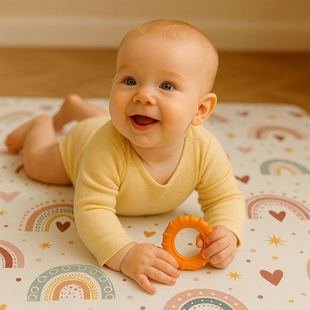 Matelas au sol 120x120cm Babymat - Happiness Rose