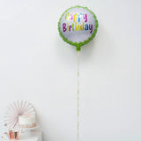 Round Green Happy Birthday Aluminum Balloon - 45cm