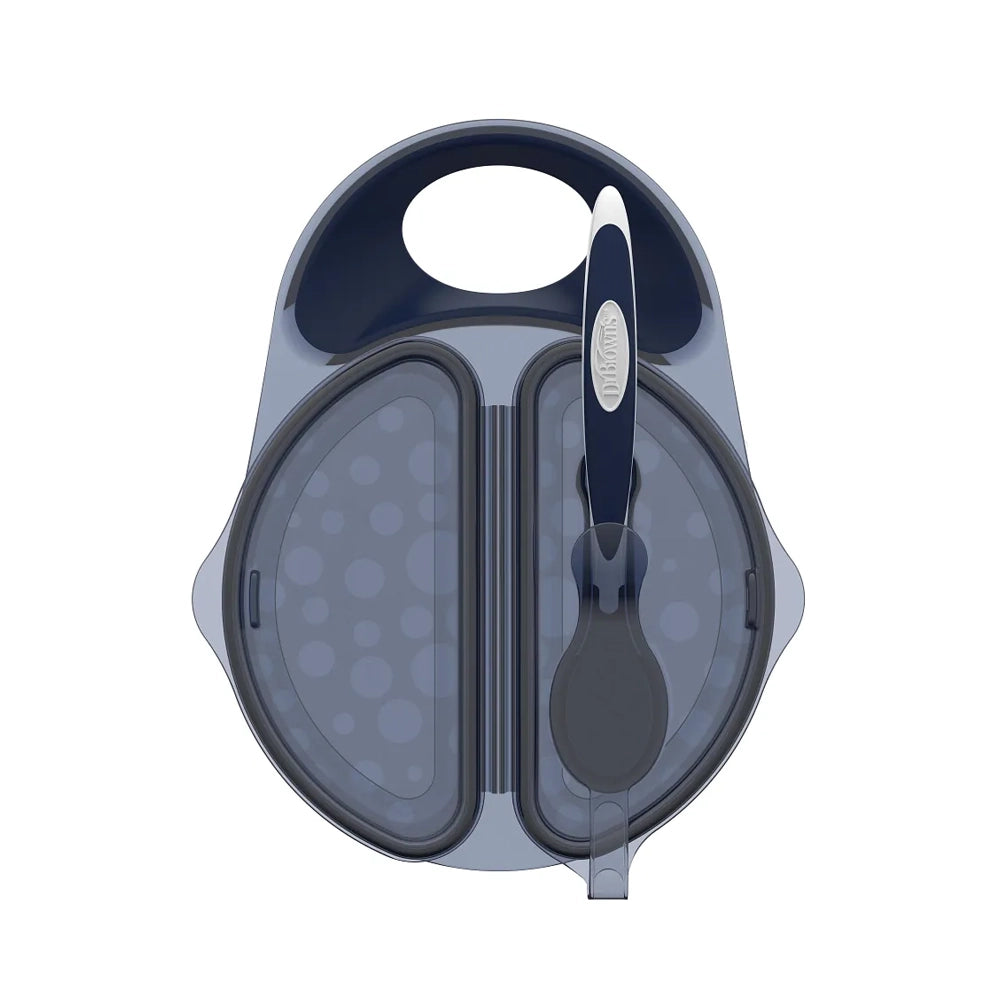 Dr. Brown's Bol et Cuillère à Couvercles Travel Fresh™ 4M+ - Bleu