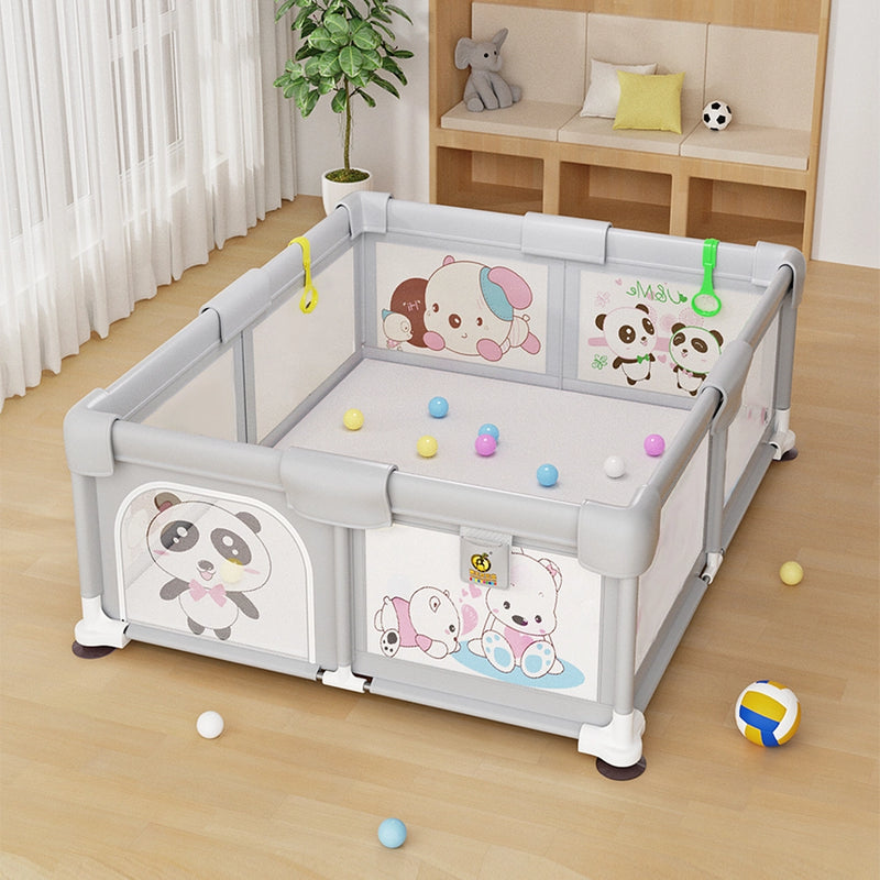 Playpen (180x200cm) with Safety Gate - Grey