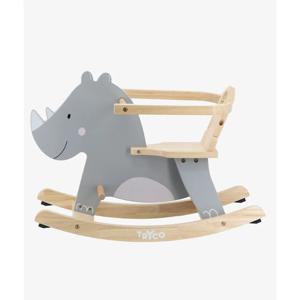 Tryco Animal a Bascule en Bois Rhinoceros Wlidaty Maroc 1er site E Commerce de vetements jouets enfants livres puericulture poussettes listes de naissances cadeaux et cartes cadeaux Soldes de