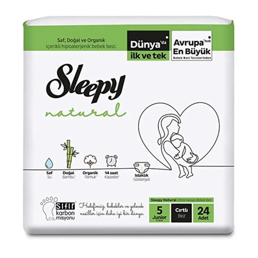 Sleepy Natural Couches Bébés Junior Taille 5 - (11-18kg) 24 Unités