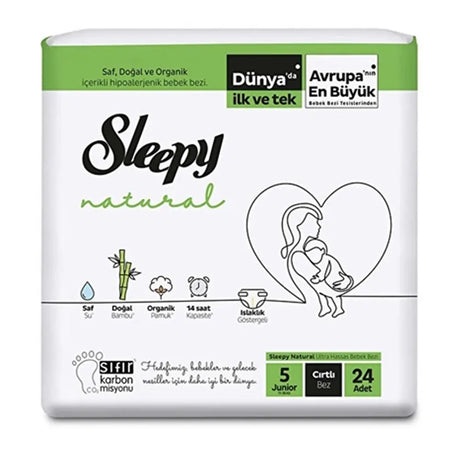 Sleepy Natural Couches Bébés Junior Taille 5 - (11-18kg) 24 Unités