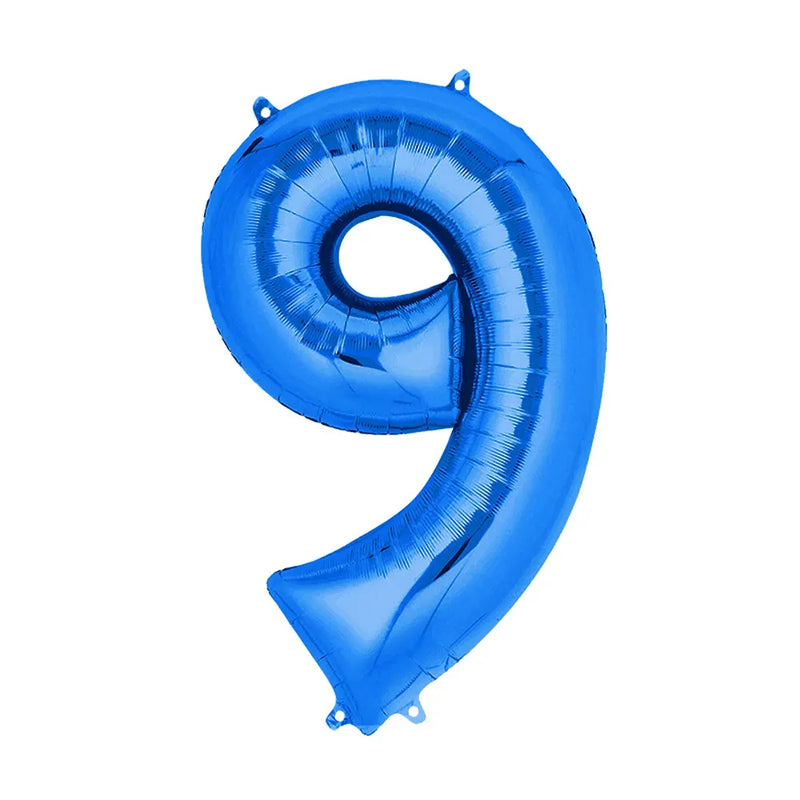 Ballon Chiffre 9 en Aluminium Bleu – 36cm