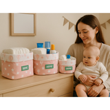 Lot de 3 Paniers Babymat - Montgolfière Rose