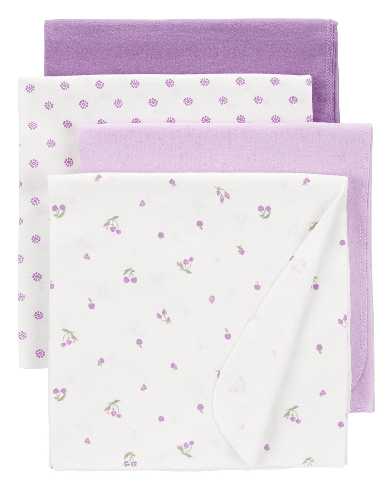 Pack de 4 Couvertures À Emmailloter Bébé Carter's - Violet & Blanc