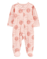 Grenouillère 2-Way Zip En Coton Lion Carter's - Rose