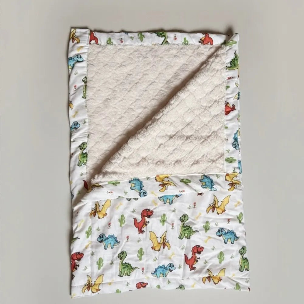 BébéYo Couverture Double Face Blanc Cassé - Dinosaures