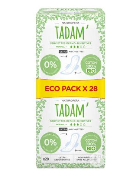 Tadam' Serviettes Dermo-Sensitives Normal Ultra Eco Pack - 28 Unités