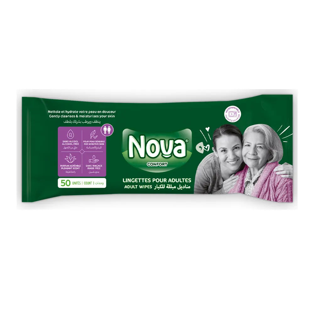 Nova Confort Lingettes pour Adultes - 50 Unités