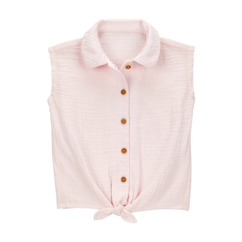 Camisa sin Mangas con Nudo para Niña Carter's - Rosa Pastel