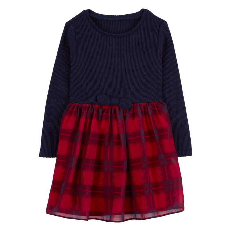 OshKosh Long Sleeve Plaid Dress - Blue & Red
