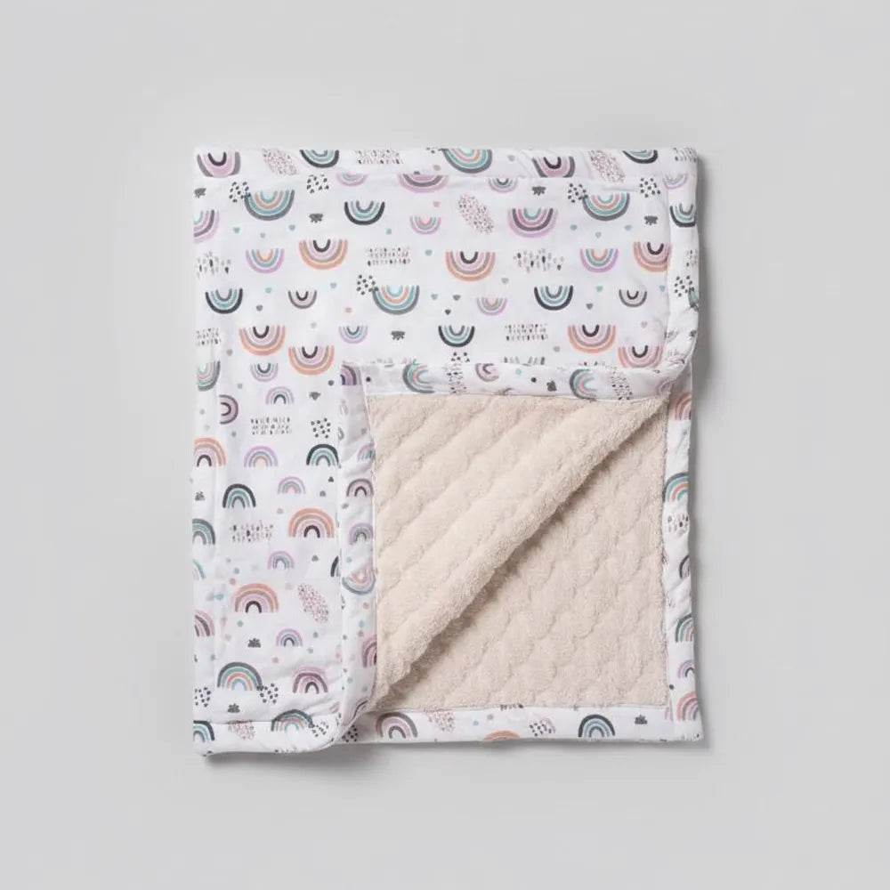 BébéYo Couverture Double Face Blanc Cassé - Rainbow