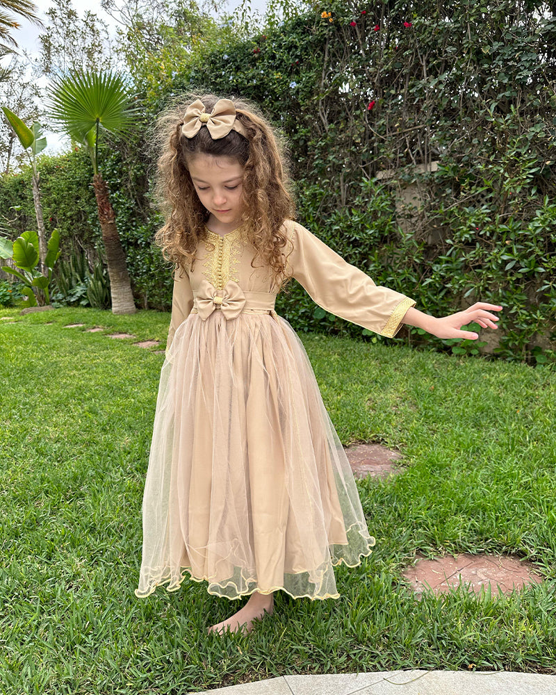 Caftan Pour Fille 3-7A - Beige