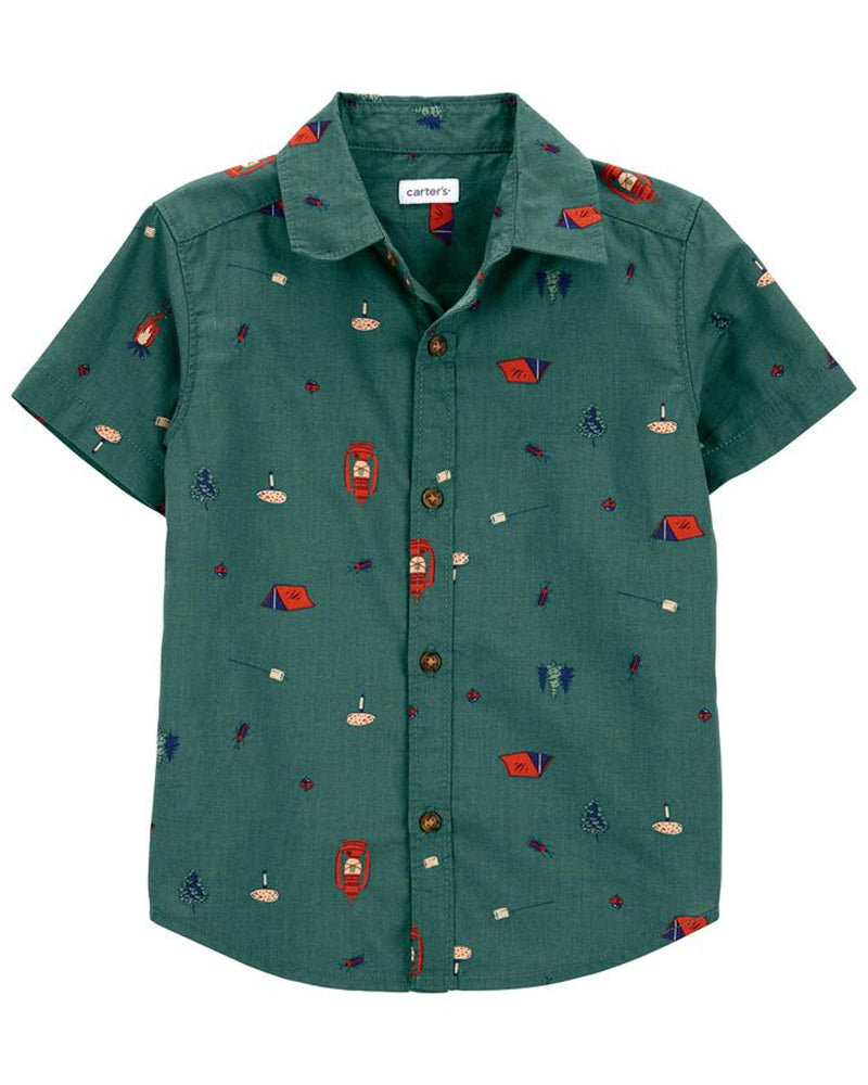 Chemise boutonnée à imprimé camping Carter's - Vert