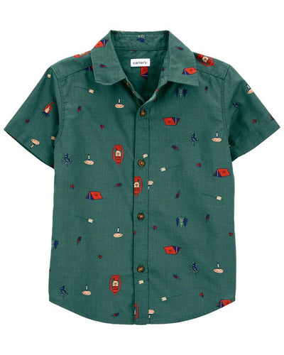 Chemise boutonnée à imprimé camping Carter's - Vert