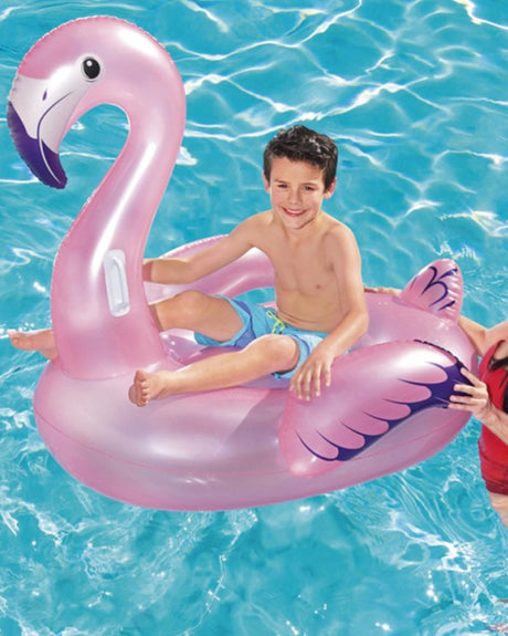 Bestway Bouée Gonflable Chevauchable Flamant Rose