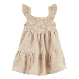 Robe Volantée en Dentelle Carter's - Beige