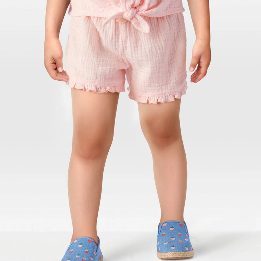 Short de gasa con volantes para Niña Carter's - Rosa Pastel