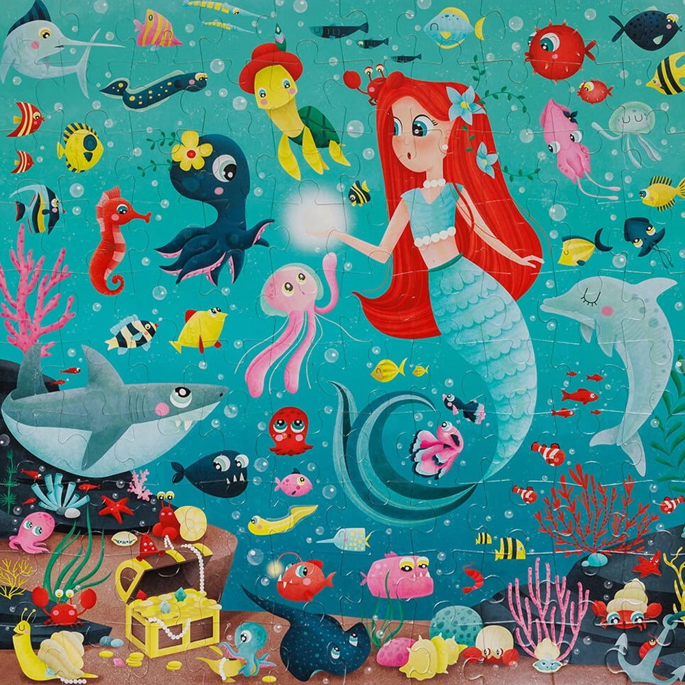 Eurekakids Puzzle Géant Phosphorescent 100 Pièces 4A+ - Sirènes
