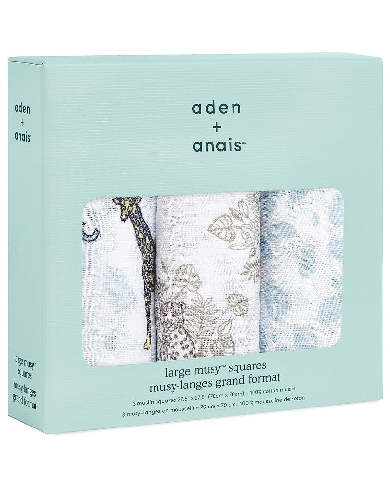 Lot de 3 Musy-Langes En Coton Aden+Anais - Jungle