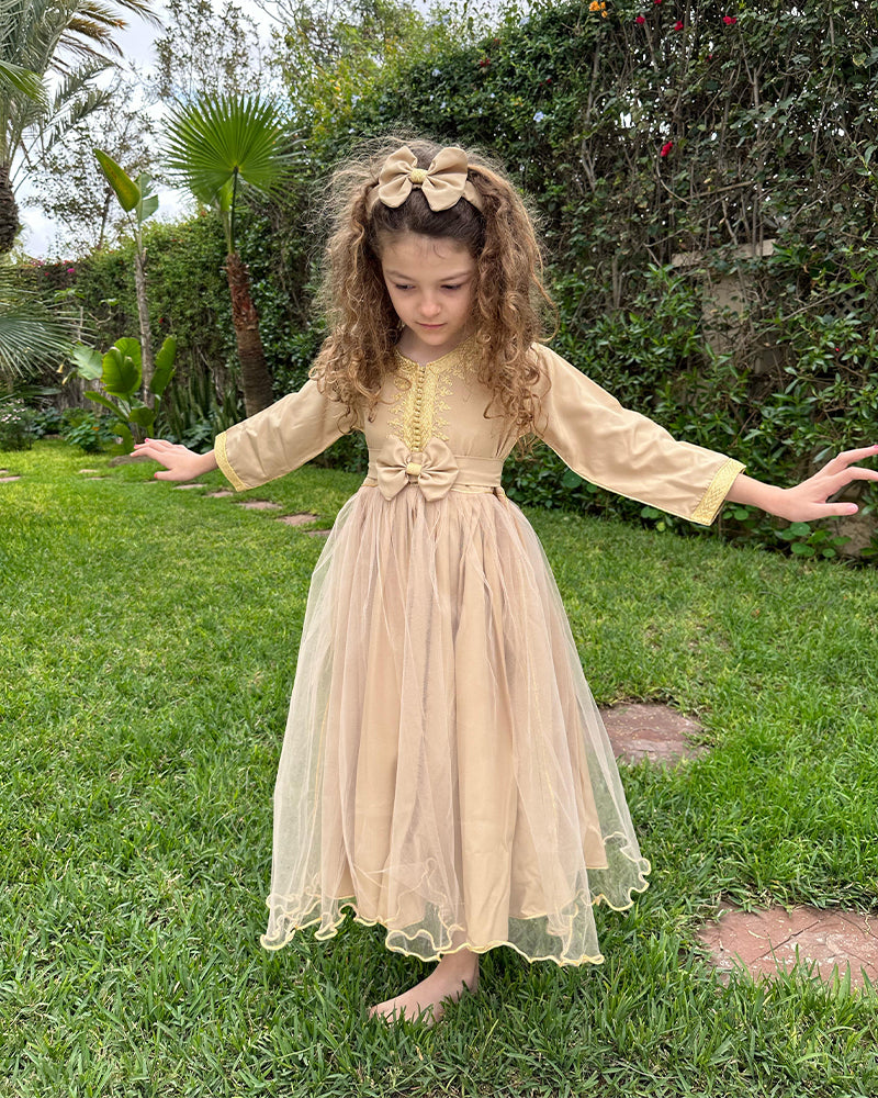 Caftan Pour Fille 3-7A - Beige