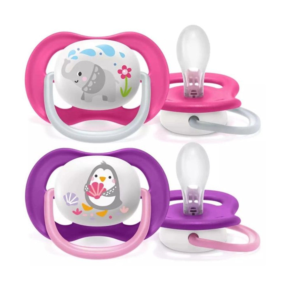Avent Lot de 2 Sucettes Orthodontiques Ultra Air Animals 6-18m Fille