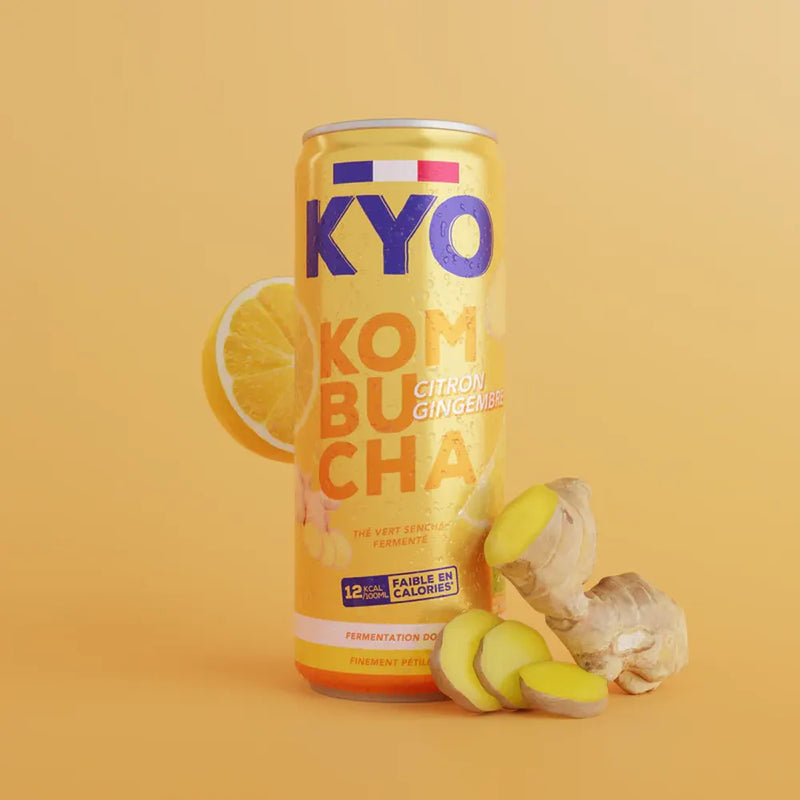 Kyo Kombucha Limón y Jengibre – Lata de 330 ml