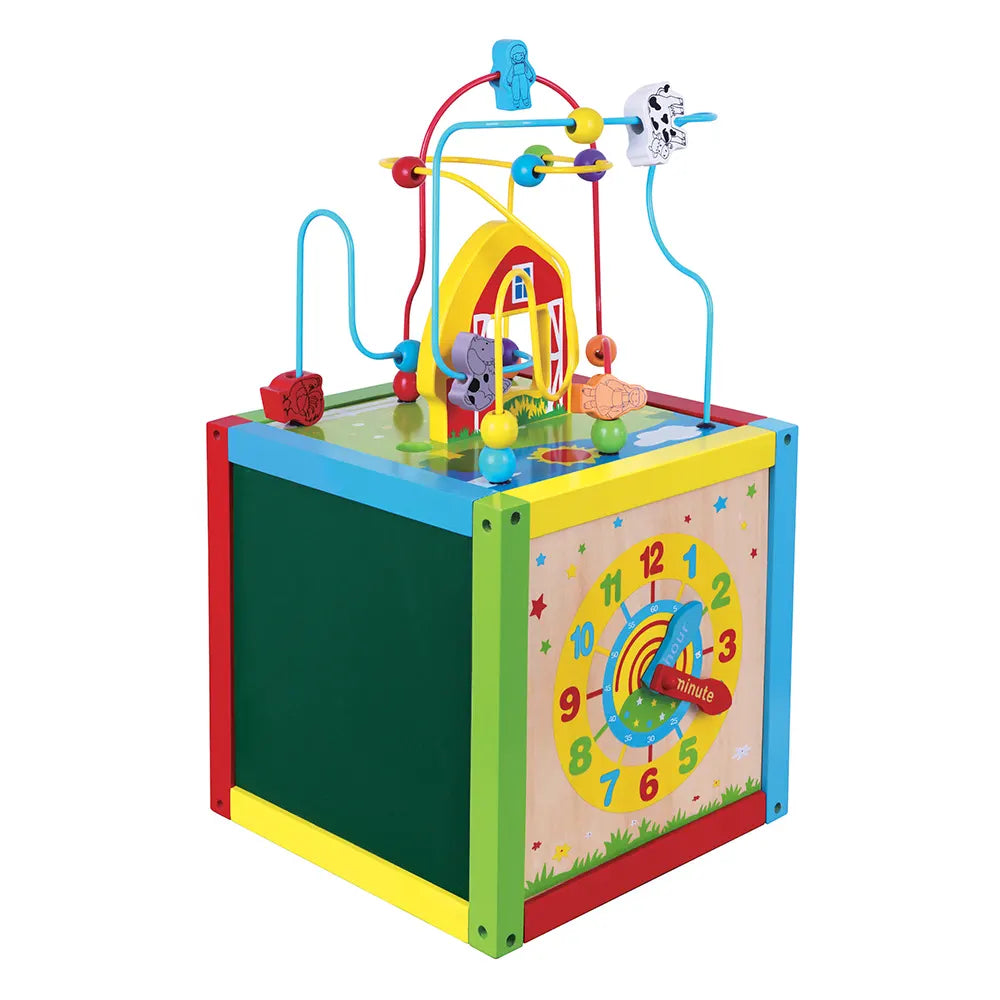 Viga Toys Cube d'Activité avc Horloge 5 en 1 18M+