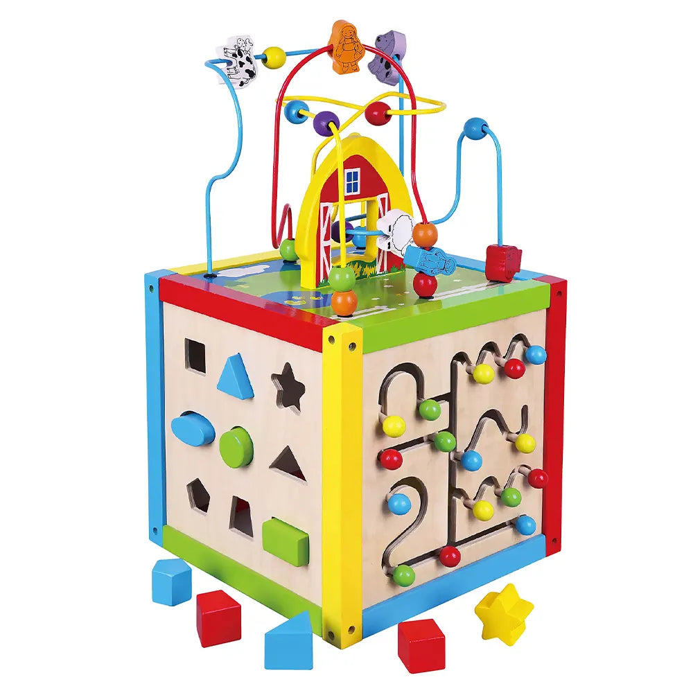 Viga Toys Cube d'Activité avc Horloge 5 en 1 18M+