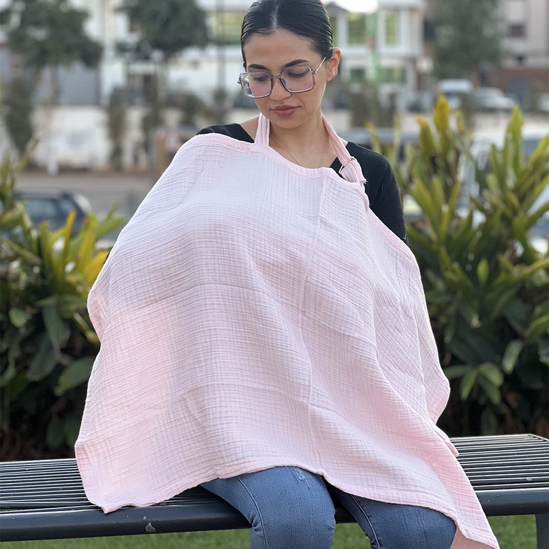 BébéYo Tablier d’Allaitement - Gaze de Coton Rose