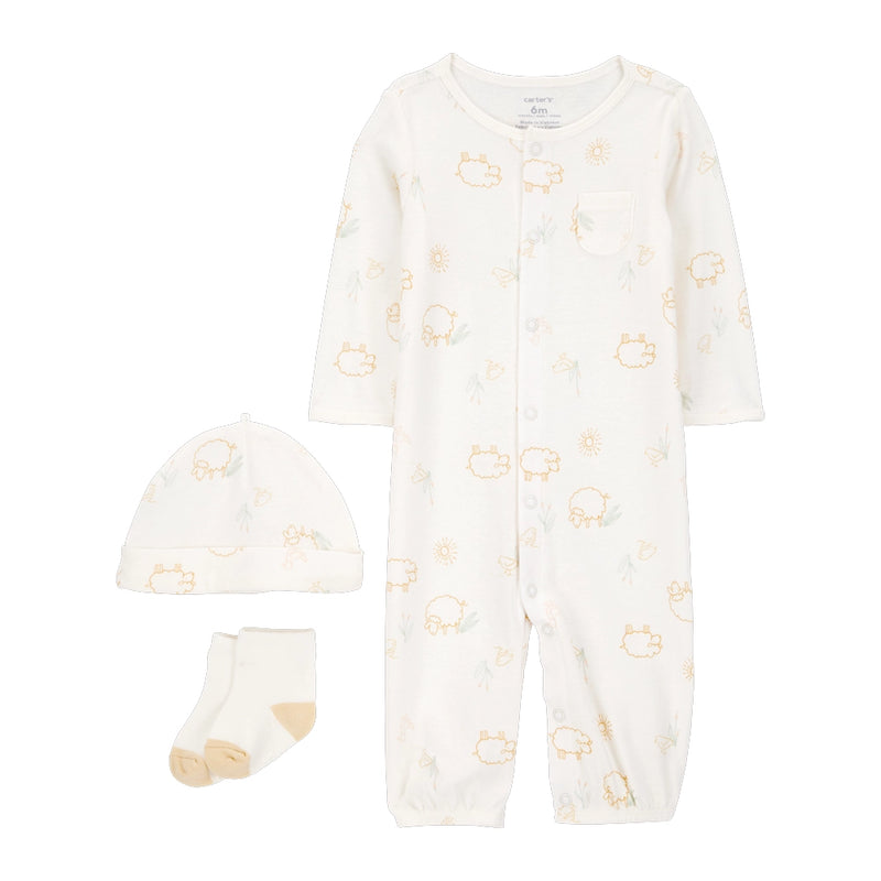 Carter's Baby 3-Piece Romper & Hat & Socks Set - Ivory