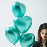 Set de 50 Globos de Corazón Cromados Verdes - 30cm