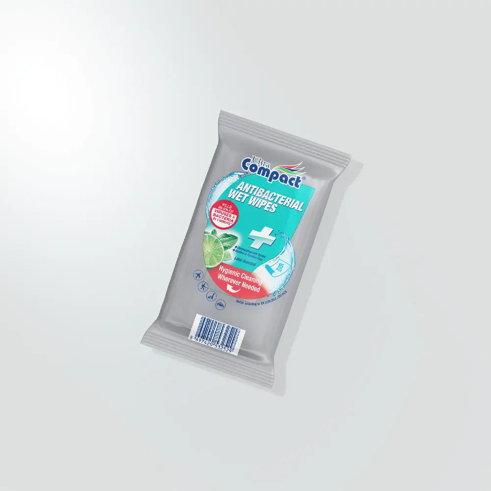 Ultra Compact Lingettes Antibactériennes – Pack 3 x 15 Pièces