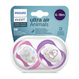 Avent Lot de 2 Sucettes Orthodontiques Ultra Air Animals 6-18m Fille