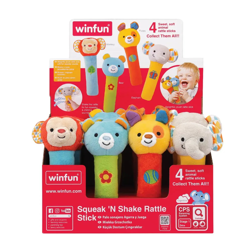 WinFun Hochet Squeak 'N Shake Bâton en Peluche – 6m+