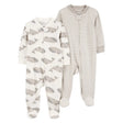 Lot de 2 Grenouillères en Coton Carter's - Gris